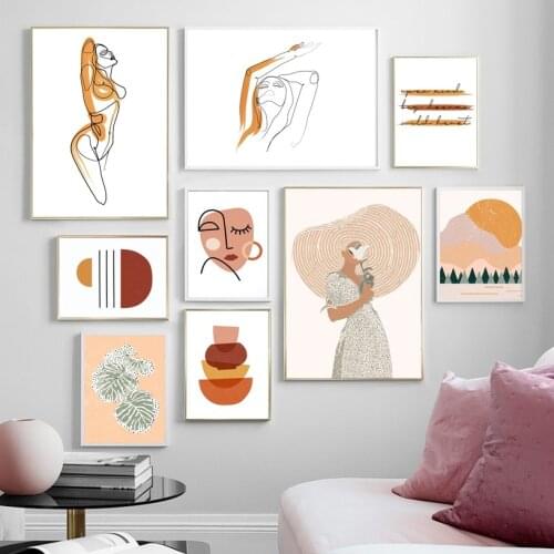 Abstract Fashion Girl Sun Monstera Quotes Wall Art Canvas Painting Nordic Posters And Prints Wall Pictures For Living Room Decor