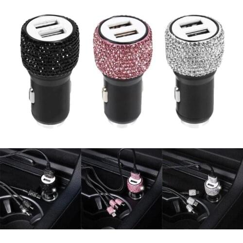 Diamond Style 2 in 1 Dual USB Port Fast Charging Car Charger Safety Hammer Design To Help Break Windows In Emergencies portable