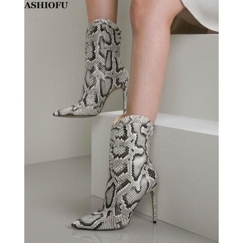 ASHIOFU 2020 Handmade New Style Womens High Heel Boots ARCH-style Retro Party Prom Ankle Boots Evening Club Fashion Boots Shoes