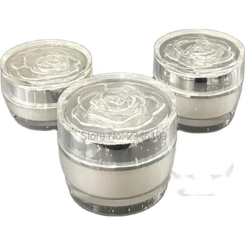 Cream Jar Empty Cosmetic Container Pearl White Rosette Jar Acrylic Box Cosmetic Cream Packaging Bottle 15g 30g 50g 15pcs/Lot