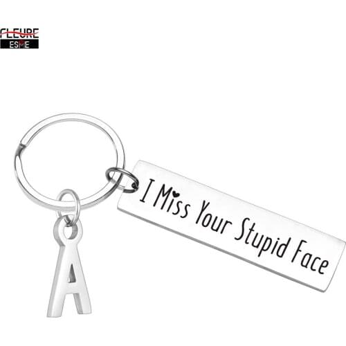 I Miss You Initials Keychain Anniversary Valentine Gifts Friendship Gifts for Boyfriend Girlfriend Husband Wife Best Friends