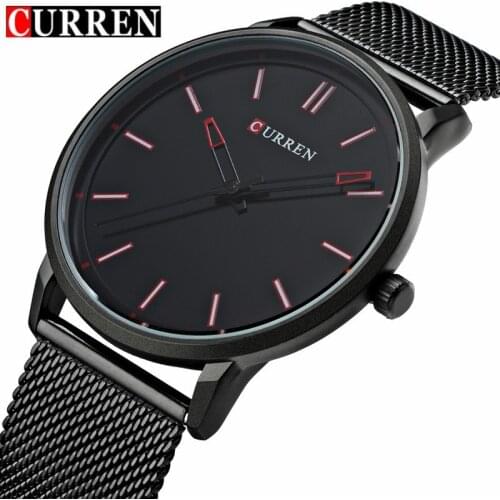 2018 Top Luxury brand CURREN Watches Men Fashion Stainless Steel Mesh strap Quartz-watch Ultra Thin Dial Clock relogio masculino