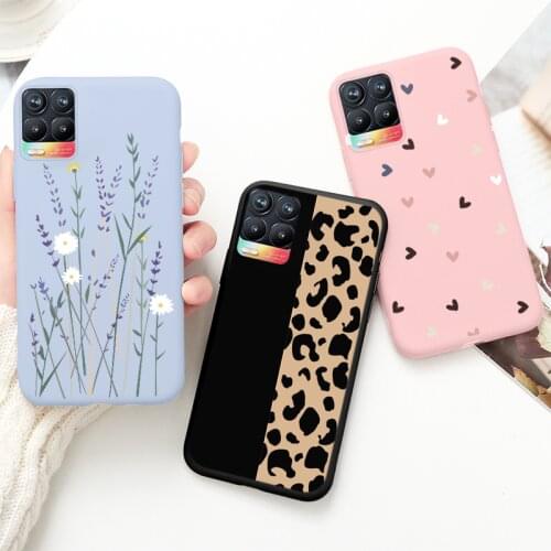 For OPPO Realme 8 Case Dinosaur Soft Silicone Phone Fundas For OPPO Realme8 Flowers Shockproof Shell Coque Back Cover 6.4"