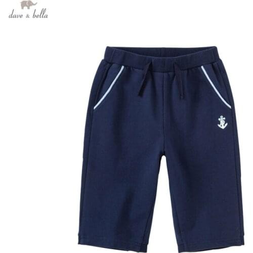 DKH17027 dave bella summer 5Y-13Y kids boys fashion casual soild pockets pants children boutique casual full-length pants