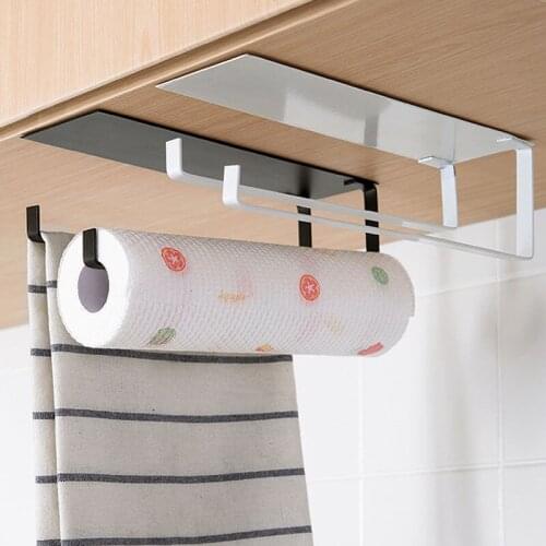 Double-Layer Toilet Paper Holder Storage Organizer Paper Roll Wall Shelf Rag Shelves Metal Towel Racks Kitchen Napkin Holder