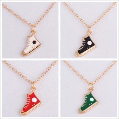 Enamel gym sports shoes sneaker necklace metal gold choker chain pendant necklace fashion costume jewellery handmade boutique