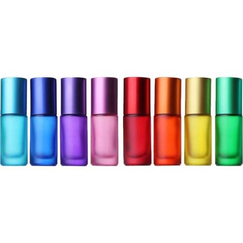 100pcs 5cc Essential Oil Perfume Frosted Glass Roller Bottles Mini Container Portable Travel Refillable Roll On Vial