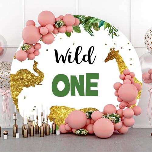 Laeacco Wild One Birthday Backdrop Jungle Animals Party Photo Background Safari Tropical Customized Photography Backgrounds