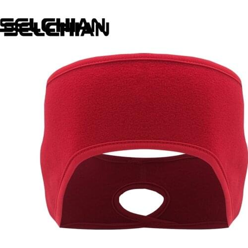 Hot Sale Winter Women Ponytail Hole Designer Headband Polar Fleece Ear Warmer Headband Sport Running Fitness Headwear Headscarf