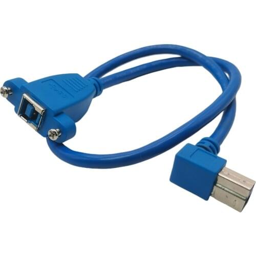 Right Angle USB 3.0 B Extension Cable Panel Mount for PC Sync Date Charge 90 Degree USB Type_B Male to Female Extension Cord
