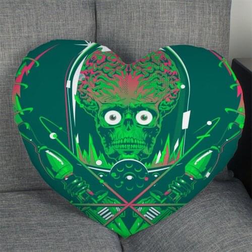Classic Movie Mars Attacks Pillow Case Heart Shaped Zipper Pillow Cover Satin Soft No Fade Pillow Cases Home Textile Decorative