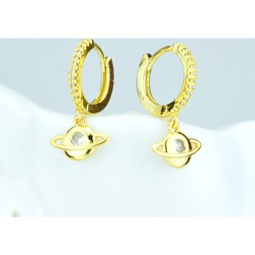 Planet earrings zircon round ladies earrings, Korean creative fashion party accessories Saturn earrings jewelry