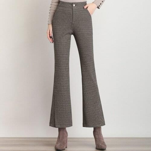 KUANGNAN Women's Plaid Trousers