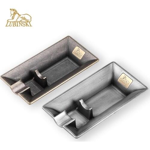 LUBINSKI Medal Cigarette Cigar Ashtray Single Cigar Holder Home Travel Portable Retro Exquisite Tobacco Ash Tray Fit COHIBA