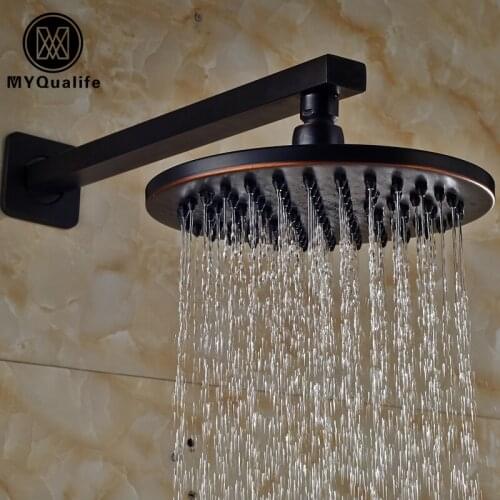 Oil Rubbed Bronze Brass Wall Mount 8" Rainfall Shower Head Bathroom Top Shower Head with Shower Arm