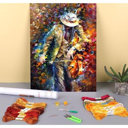 Misty Music Printed Canvas 11CT Cross-Stitch Embroidery Set DMC Threads Knitting Needlework Painting Craft For Adults Stamped