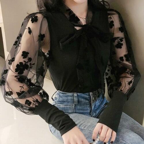 Fashion Woman Blouses 2021 Long Sleeve Blouse Women Print Chiffon Blouse Shirt Ladies Tops Knitted Blouse Women Tops Blusas C618