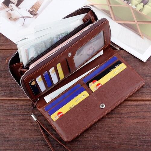 Mens Wallet Business PU Leather Wallet Purse Card Holder Checkbook Long Purse Large Capacity Men Wallets /BY