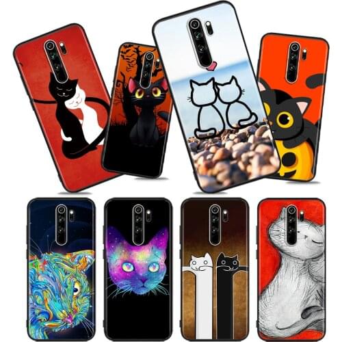 Sleeping Kitten Cat Soft TPU For Xiaomi Redmi Note10 10S 9T 9S 9 8T 8 7 6 5A 5 4 4X Prime Pro Max Black Phone Case