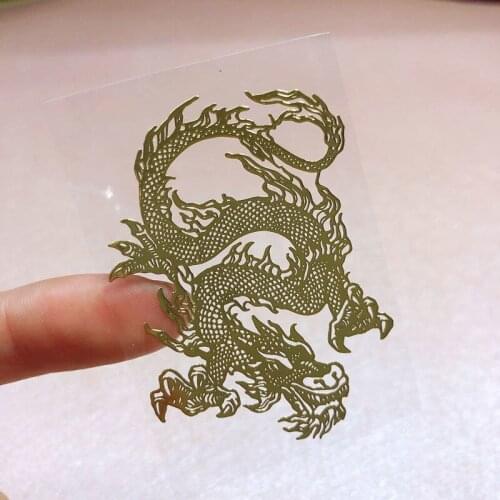 Mobile Phone Sticker Dragon And Phoenix Warding Off Evil Fortune Metal Paper Security Computer Car Universal Shell Decoration