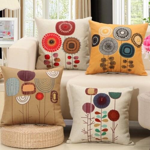 1Pcs Fashion Cotton Linen Flower Pattern Throw Pillow Cushion Cover Seat Car Home Decor Sofa Bed Decorative Pillowcase 40107