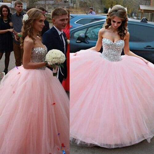 2021 Cheap Custom Made Corset Pink Sweetheart Women Ball Gowns Sweet 16 Dresses Gowns Prom Dresses Quinceanera Dresses Gowns