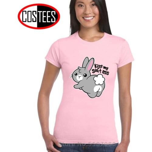 2020 New Fashion Designer Vestido Kawaii Bunny Kiss My soft Ass T shirt women Cute Rabbit T-shirt boys Cartoon animal print Tee