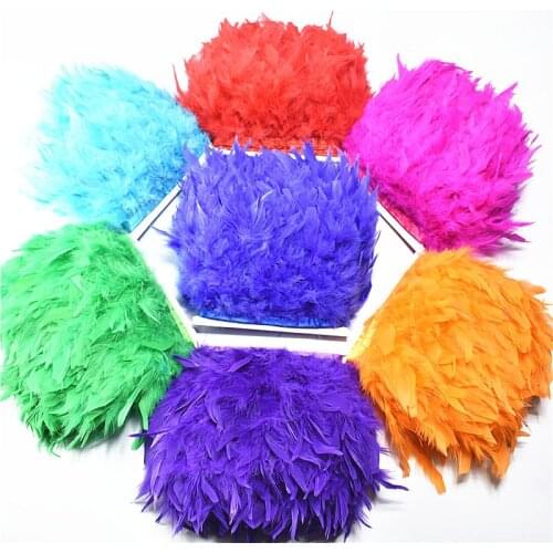 Hot 10yards/lot Turkey feathers fringe trims 10-15cm DIY needlework chandelle marabou plumas for crafts carnival costumes plumes