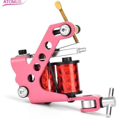 New Pink Wire Cutting 10 Wraps Coil Tattoo Machine Shader Liner Maquina De Tatuagem Tatto Gun for Tattooist Permanent Makeup