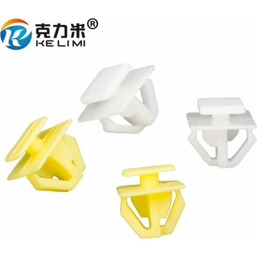 KE LI MI 100x Door Sill Strip Trim Retaining Clips White/Yellow Door Panel Plastic Fastener Buckle For Hyundai