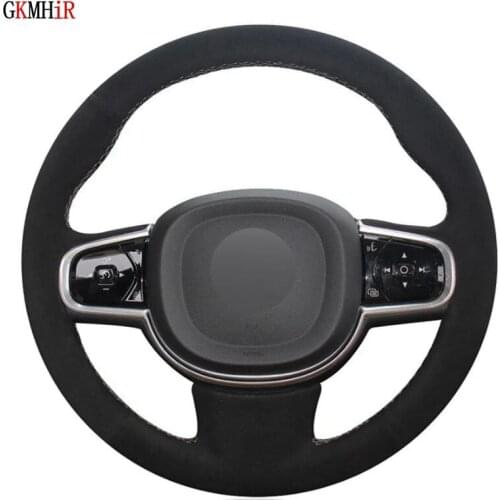 Hand Sewing Soft Black Suede Car Steering Wheel Cover For Volvo S90 V90 XC90 2015 2016 2017 2018 2019 XC60 S60 V60 2018 2019