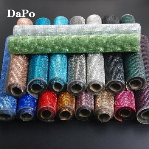 24*40cm Self-sticking Crystal Fashion Rhinestone Sticker Glass Rhinestones Mesh Trim Fabric Sheet For DIY Dress Jewelry