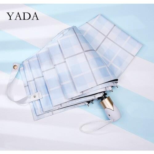 YADA British Style Lattice Automatic Umbrella Rain Sunny And Rainy Umbrella For men Women Windproof Folding Umbrellas YS200121