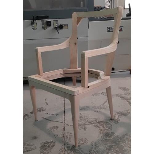 Modern beech wood dining chair, MarcoSallis, unpainted and unupholstered to customize as you like, made in Spain