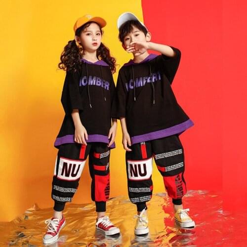 Hip Hop Dancing Costumes for Girls Boys Hoodies Pants Kids Ballroom Jazz Dance Clothes Stage Wear Children Party Show Costumes