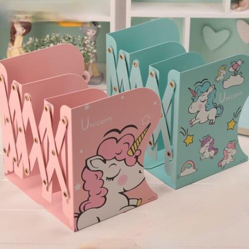 Retractable Bookends for Shelves Book Support Stand Adjustable Bookshelf Cartoon Colorful Desk Organizer Office Accessories