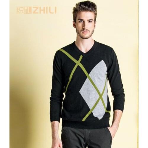 High Quality Mens V-Neck Cashmere Sweater 2017 Fashion Winter Soft Warm Solid color Full sleeve Kintted Pullovers