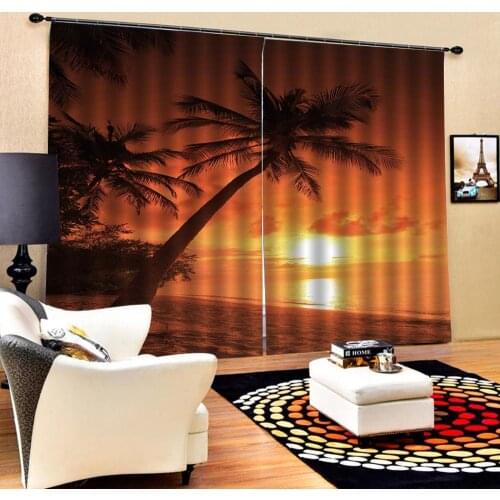 Customized 3D Blackout Curtains Living Room Bedroom Hotel Window curtains sunset beach curtains Blackout curtain