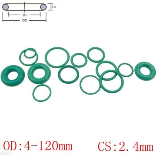 Green FKM Fluorine Rubber O Ring O-Ring Oil Sealing Gasket CS 2.4mm OD 4-120mm
