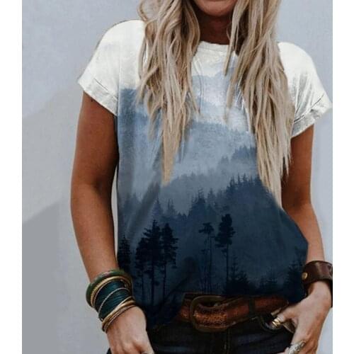 Summer Vintag Print Tops Women Casual Short Sleeve O-neck Plus Size Harajuku Tshirt Female Clothes Loose Tee Shirt Femme T-Shirs