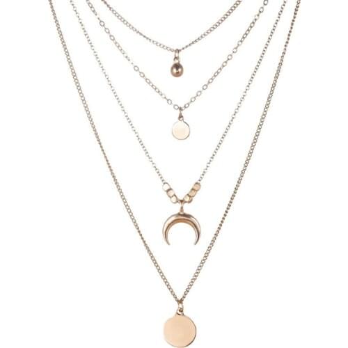 New Arrival Bohemian Personality Retro Multilayer Moon Original Pendant Ladys Necklace