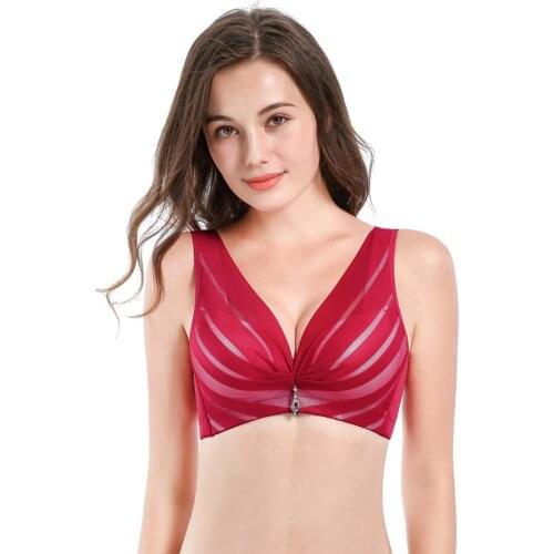 Women Plus Size Underwear Sexy Lace Bra Push Up Ultra-ThinThick Bralette Wire Free Breathable Comfortable