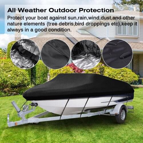 210D Waterproof Boat Cover Rain and Sun Protective Oxford Cloth Portable Breathable Cover With Adjustable Straps Piscina