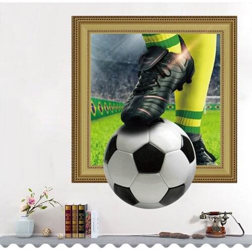 3D Football Wallpaper Home Decor Vinyl Wall Sticker 2018 New Creative Sports Living Room Bedroom Decoration Poster