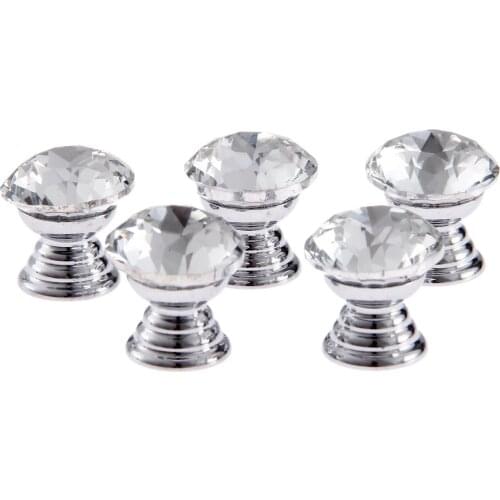 5Pcs 18x19mm Crystal Diamond Shape Glass Knobs Drawer Wooden Box Knob Jewelry Gift Box Decorative Knob Furniture Hardware Parts