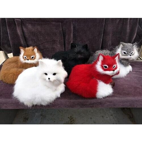 5 pcs a set simulation fox models polyethylene&fur Curled up fox dolls about 16x11.5x13cm 0479