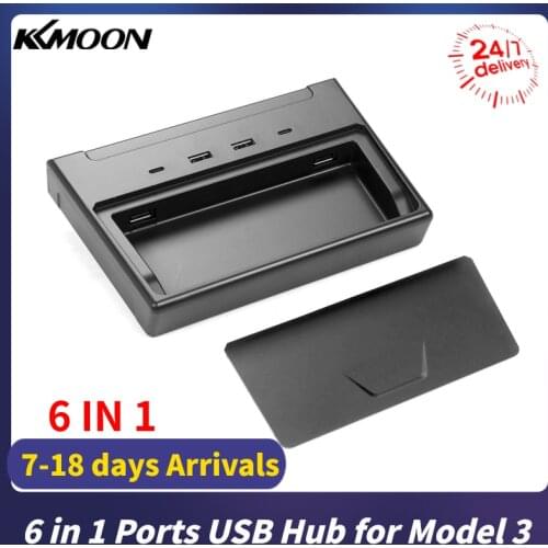 6 in 1 Ports fitment Multi USB Hub Car Interior Center Console Accessories for Model 3 Interior Accessories car styling