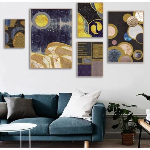 Brown Gold Leaf Abstract Art Graffiti Poster Modern Living Room Decoration Wall Art Canvas Marble Painting and Canvas Printing