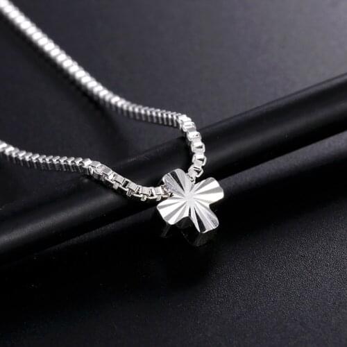 925 Sterling Silver fine charm cross Pendant Box chain Necklace For Women men party Fashion brands Jewelry Christmas Gifts