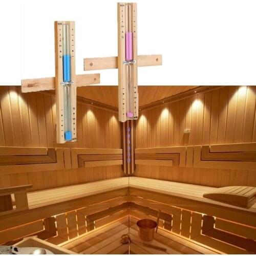 Wooden Sauna Hourglass Wall Mounted Rotating 15mins Sandglass Clock White Sand Timer for Home Store Use Optional 6 Colors